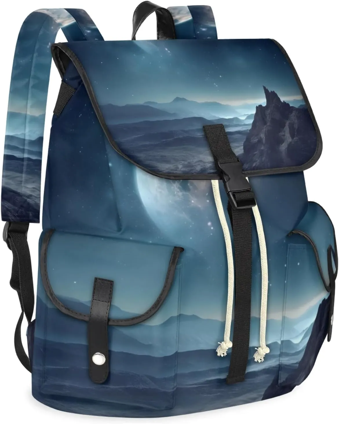 Honeybaby Vintage Waterproof Laptop Backpack for Men/Women Travel Essentials Backpack Expandable Carry On Bag with Anti-Theft Compartment Fits 15" Notebook Distant Planet