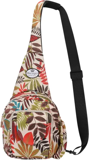 HUA ANGEL Floral Sling Bag, Small Lightweight Crossbody Shoulder Chest Bag for Men & Women Compact Travel Hiking Mini Daypack