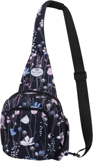 HUA ANGEL Floral Sling Bag, Small Lightweight Crossbody Shoulder Chest Bag for Men & Women Compact Travel Hiking Mini Daypack