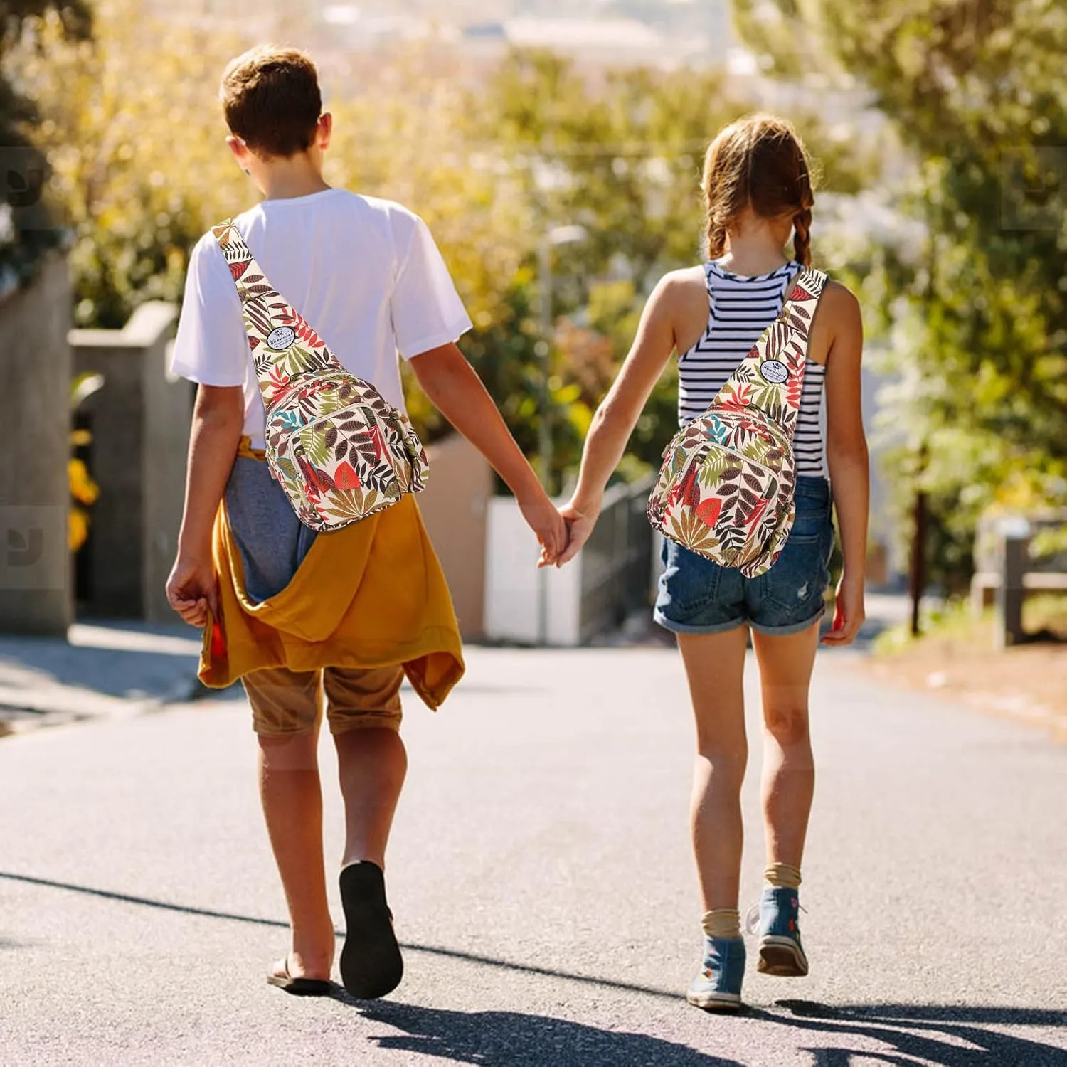 HUA ANGEL Floral Sling Bag, Small Lightweight Crossbody Shoulder Chest Bag for Men & Women Compact Travel Hiking Mini Daypack
