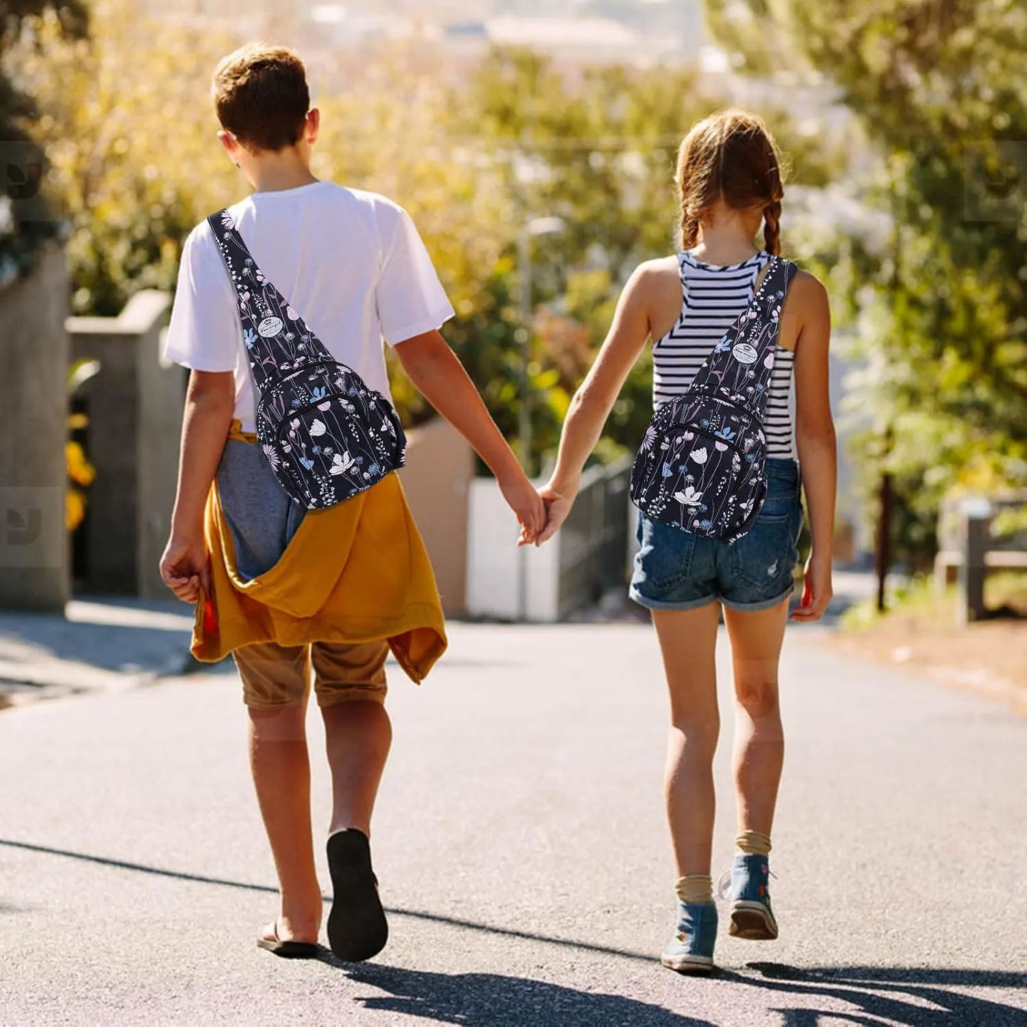 HUA ANGEL Floral Sling Bag, Small Lightweight Crossbody Shoulder Chest Bag for Men & Women Compact Travel Hiking Mini Daypack