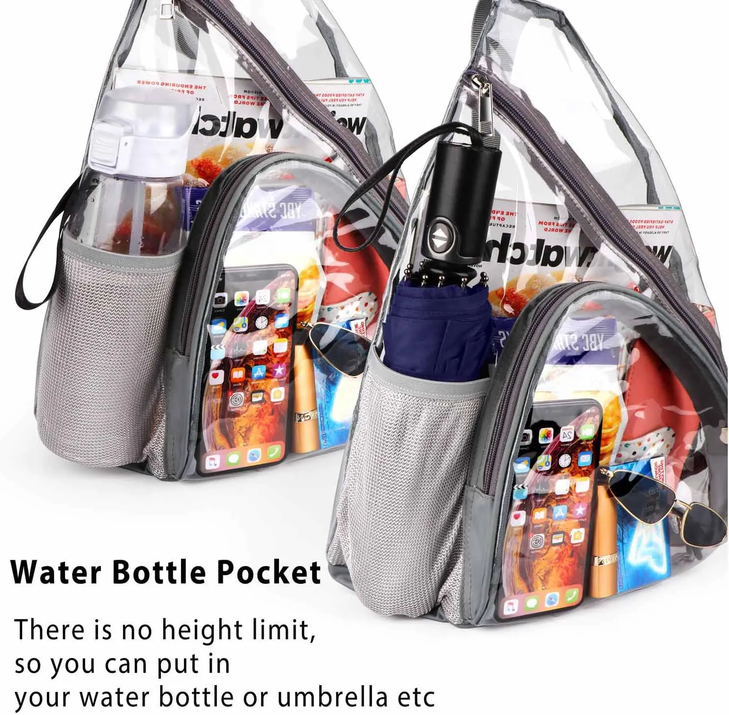 HULISEN Clear Sling Bag, Clear Bag Stadium Approved, Transparent Shoulder Crossbody Backpack Chest Casual Daypack
