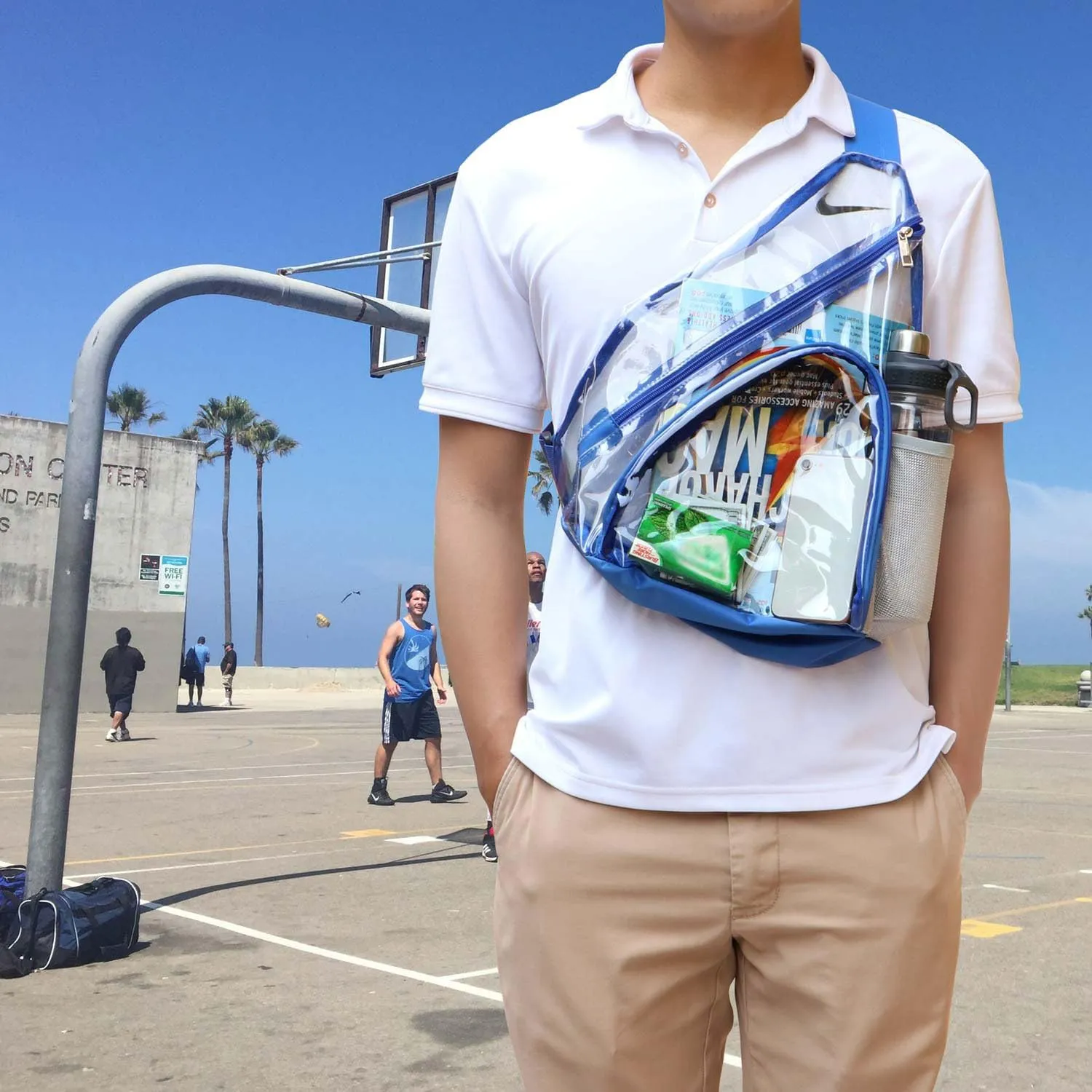 HULISEN Clear Sling Bag, Clear Bag Stadium Approved, Transparent Shoulder Crossbody Backpack Chest Casual Daypack