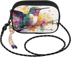 Hummingbird Branch Leaf Crossbody Bags for Women Cell Phone Purses Women's Shoulder Handbag Wallet Purse with Rope Pendant
