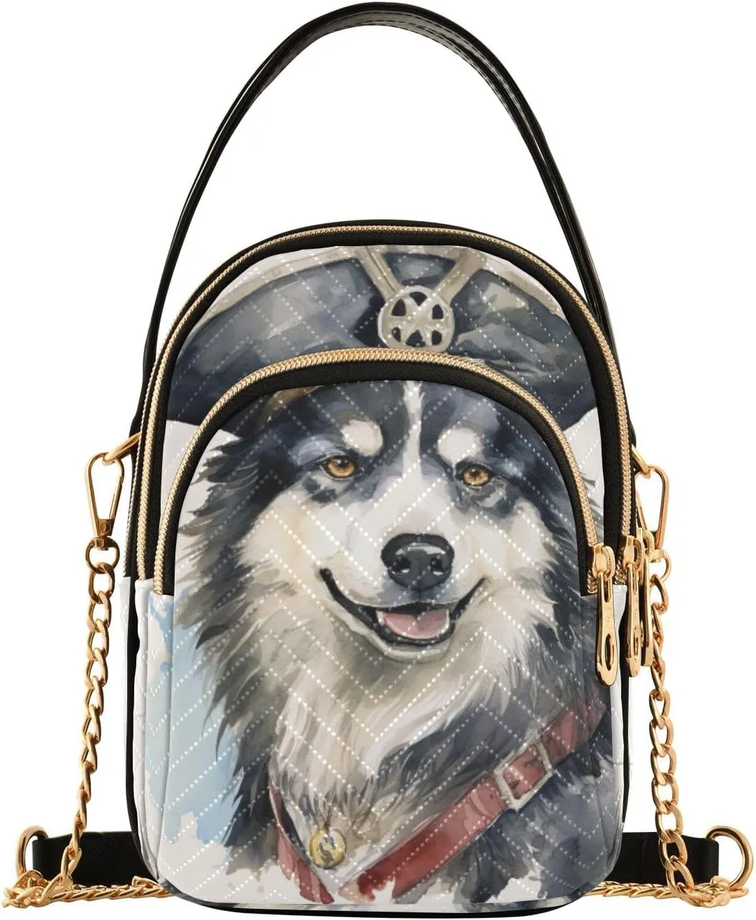Husky Wearing a Pirate Hat Women's Crossbody Bag, Small Bag with Shoulder Strap, Fall Crossbody Purse