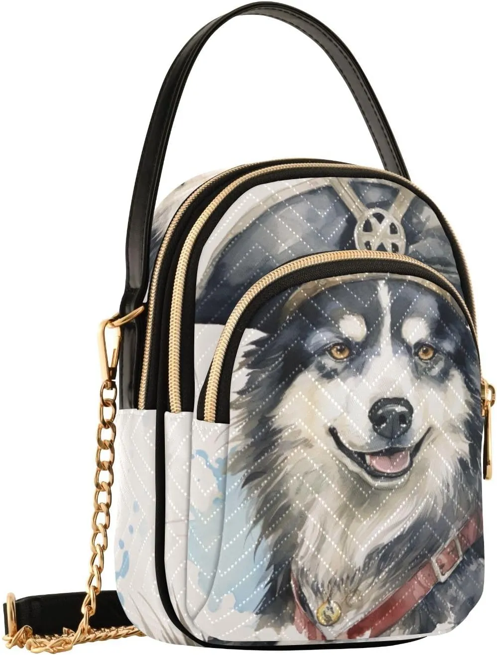 Husky Wearing a Pirate Hat Women's Crossbody Bag, Small Bag with Shoulder Strap, Fall Crossbody Purse