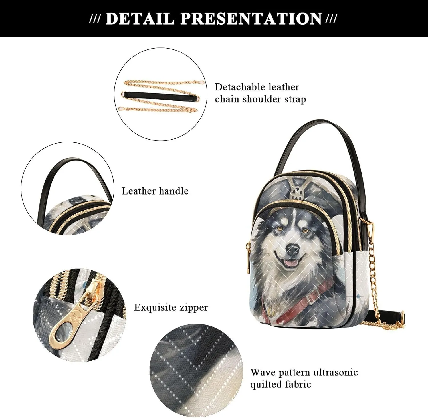 Husky Wearing a Pirate Hat Women's Crossbody Bag, Small Bag with Shoulder Strap, Fall Crossbody Purse