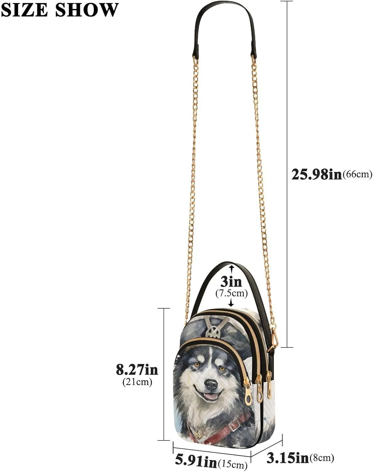 Husky Wearing a Pirate Hat Women's Crossbody Bag, Small Bag with Shoulder Strap, Fall Crossbody Purse