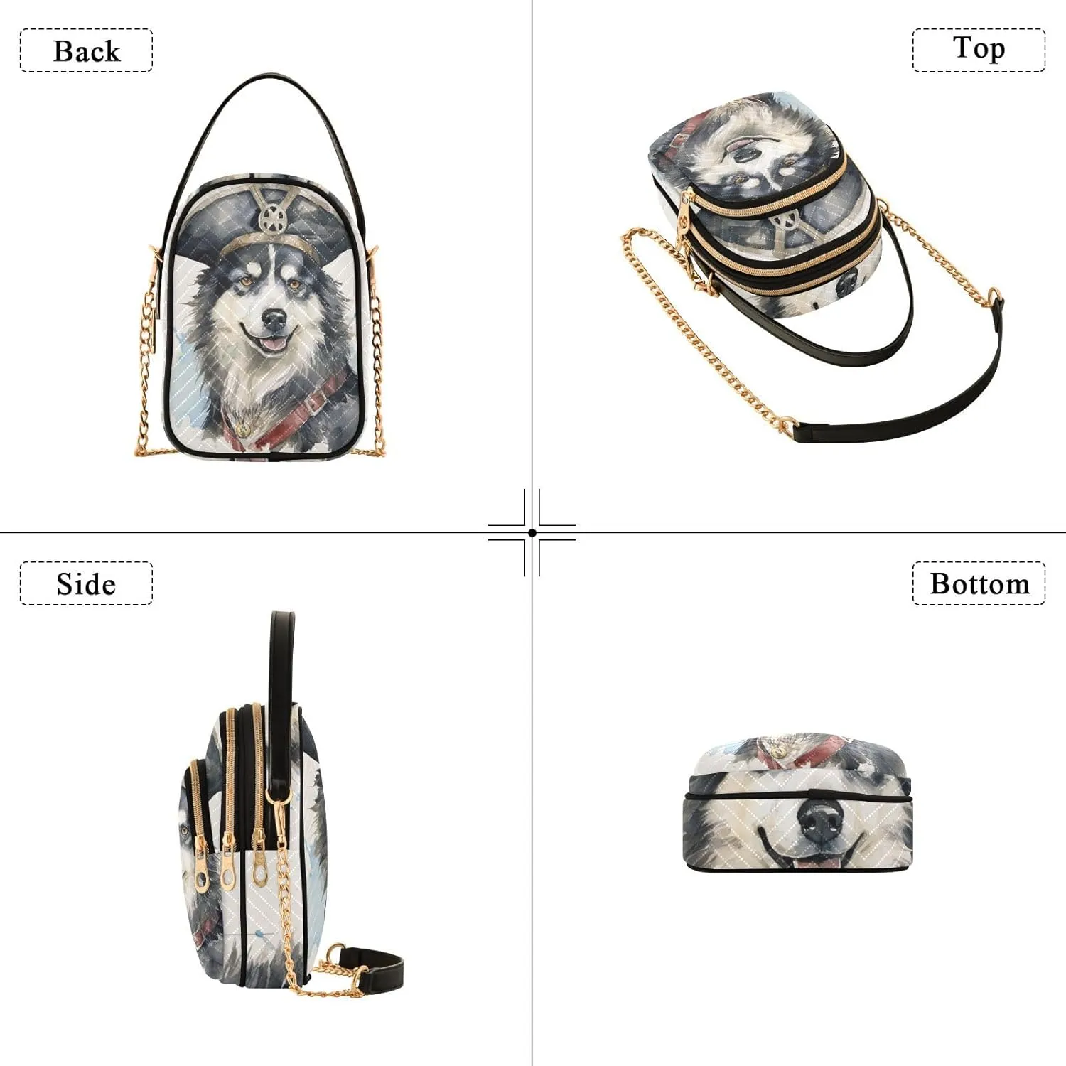 Husky Wearing a Pirate Hat Women's Crossbody Bag, Small Bag with Shoulder Strap, Fall Crossbody Purse