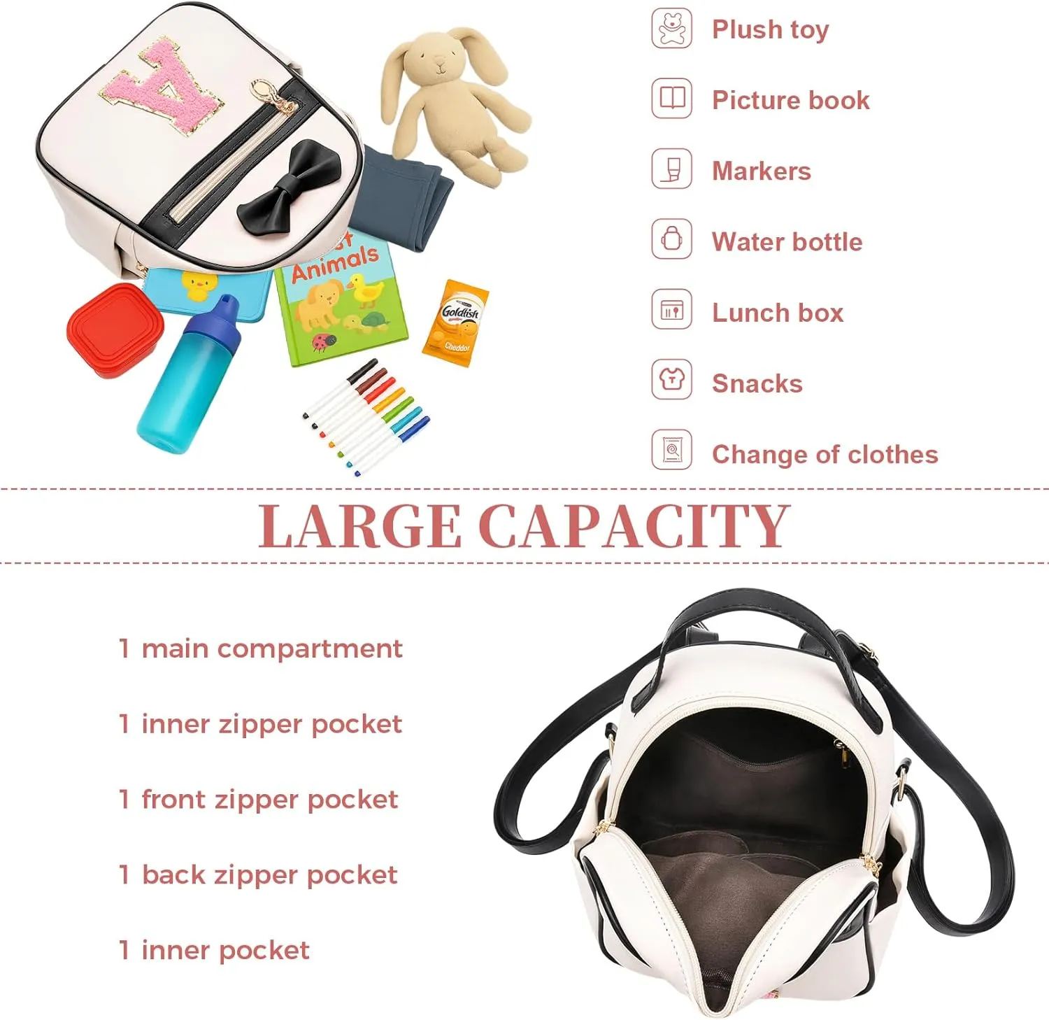 I IHAYNER Girls Bowknot Initial Backpack for Women Cute Mini Backpack for Girls Personalized Teen Girl gifts Trendy Stuff Black-A