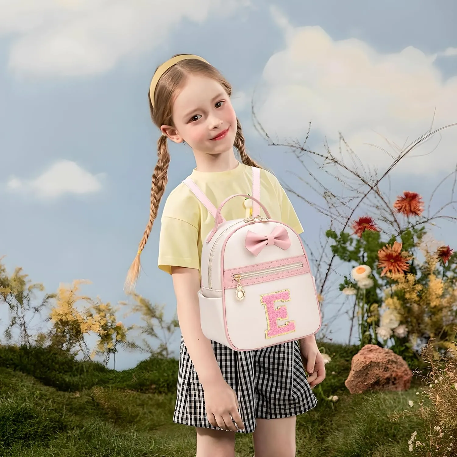 I IHAYNER Girls Bowknot Initial Backpack for Women Cute Mini Backpack for Girls Personalized Teen Girl gifts Trendy Stuff Black-A