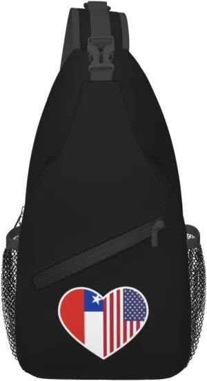 I Love America And Chile Crossbody Bags For Women Men Chest Backpack Gym Shoulder Bag Travel Outdoor Sports Casual Crossbody Bags