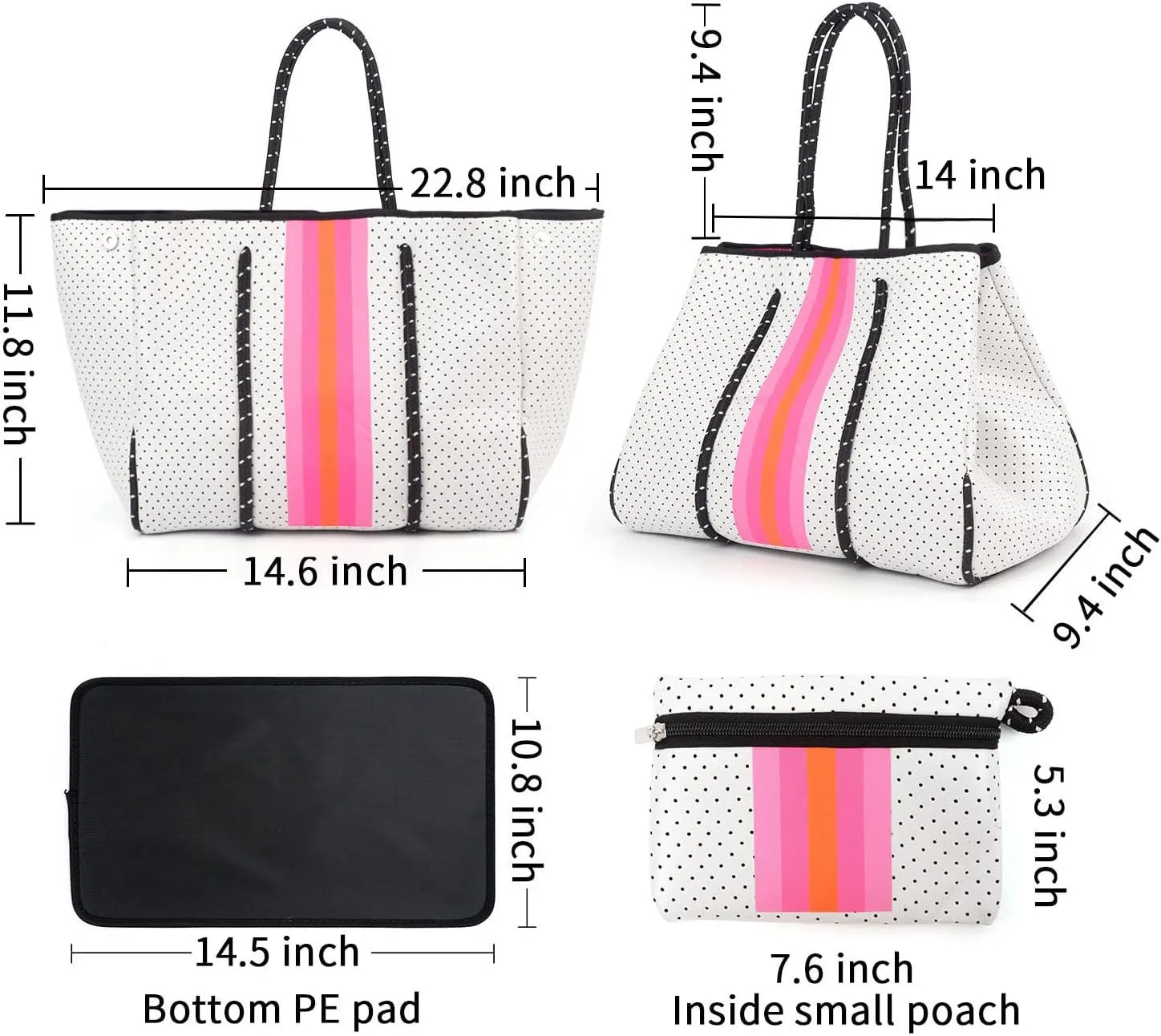 IBEE Neoprene Tote Bag for Women - Large Handbag, Beach and Pool Tote, Foldable