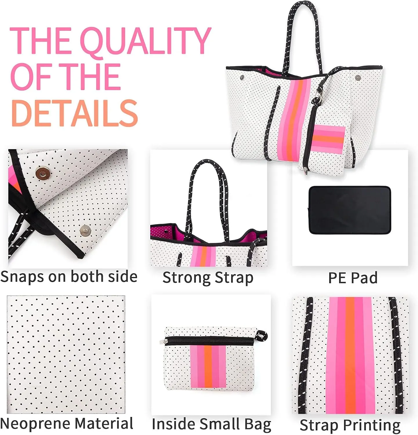 IBEE Neoprene Tote Bag for Women - Large Handbag, Beach and Pool Tote, Foldable