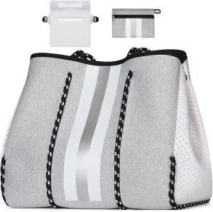 IBFUN Neoprene Bag, Large Multipurpose Beach Bag Neoprene Tote Bag with Inner Pocket for Women/Pool