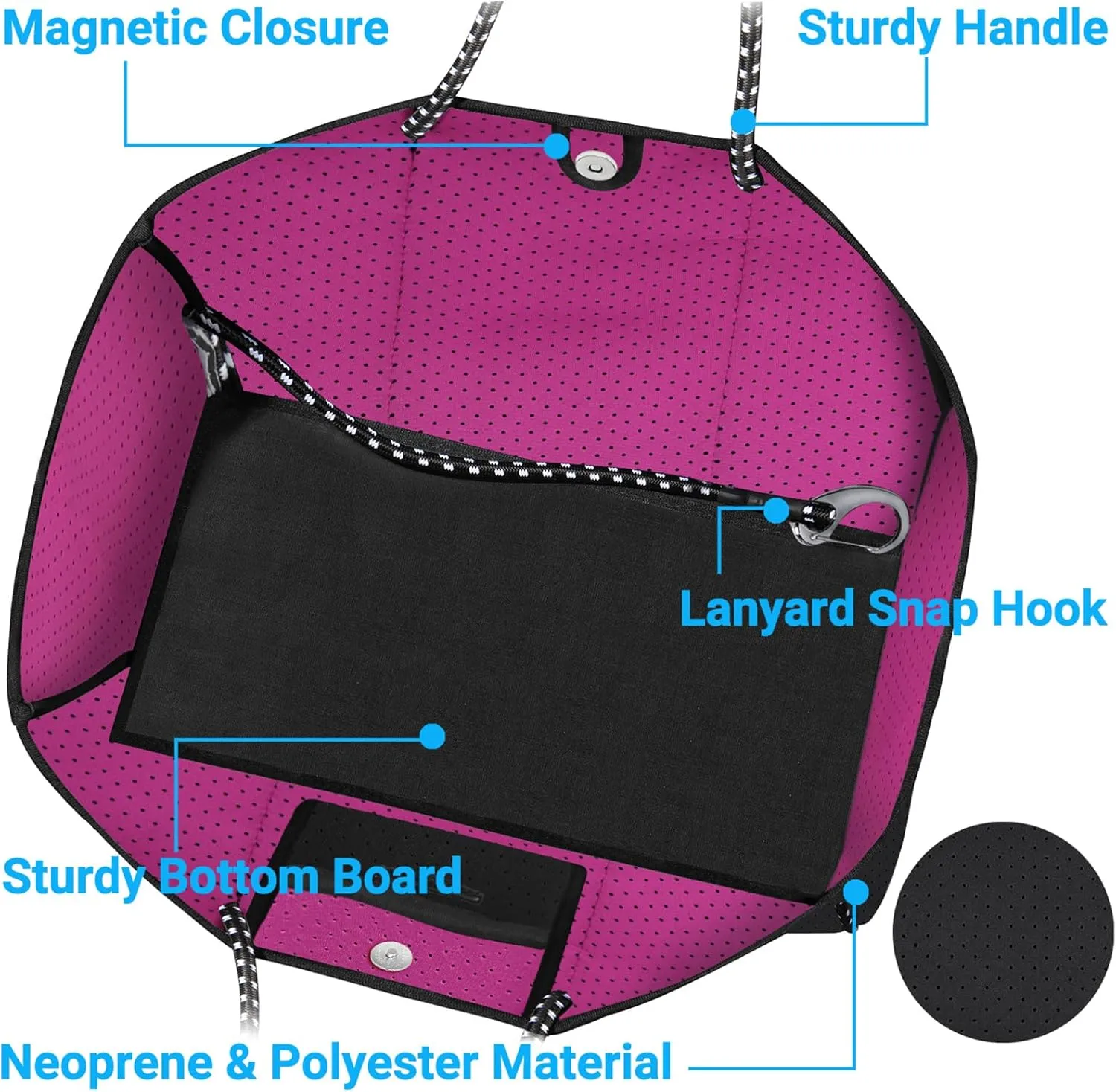 IBFUN Neoprene Bag, Large Multipurpose Beach Bag Neoprene Tote Bag with Inner Pocket for Women/Pool