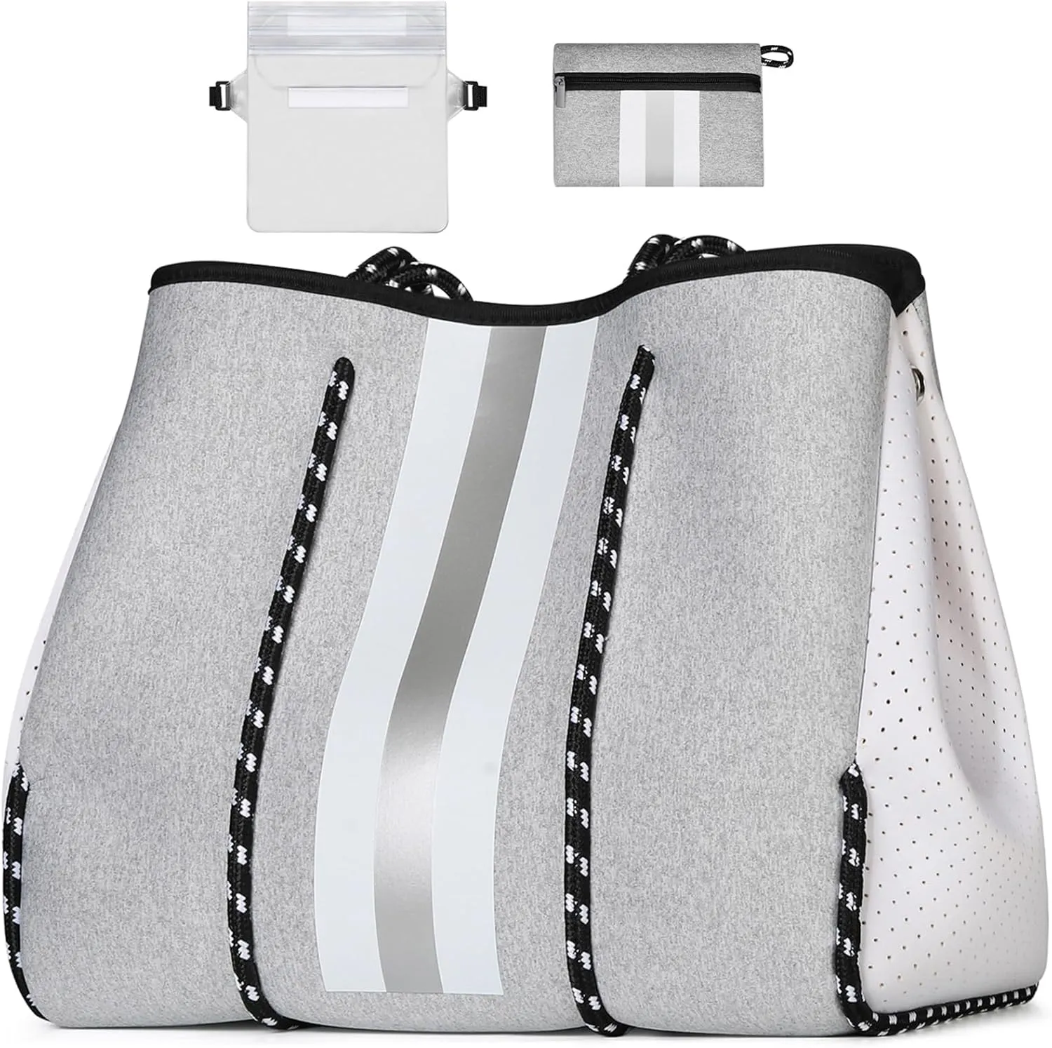 IBFUN Neoprene Bag, Large Multipurpose Beach Bag Neoprene Tote Bag with Inner Pocket for Women/Pool