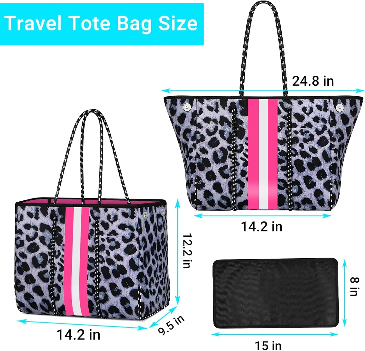 IBFUN Neoprene Bag, Large Multipurpose Beach Bag Neoprene Tote Bag with Inner Pocket for Women/Pool