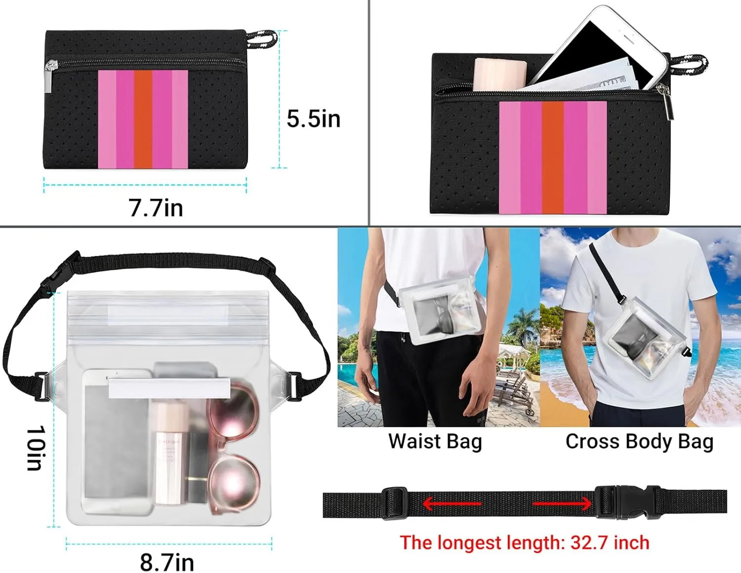IBFUN Neoprene Bag, Large Multipurpose Beach Bag Neoprene Tote Bag with Inner Pocket for Women/Pool