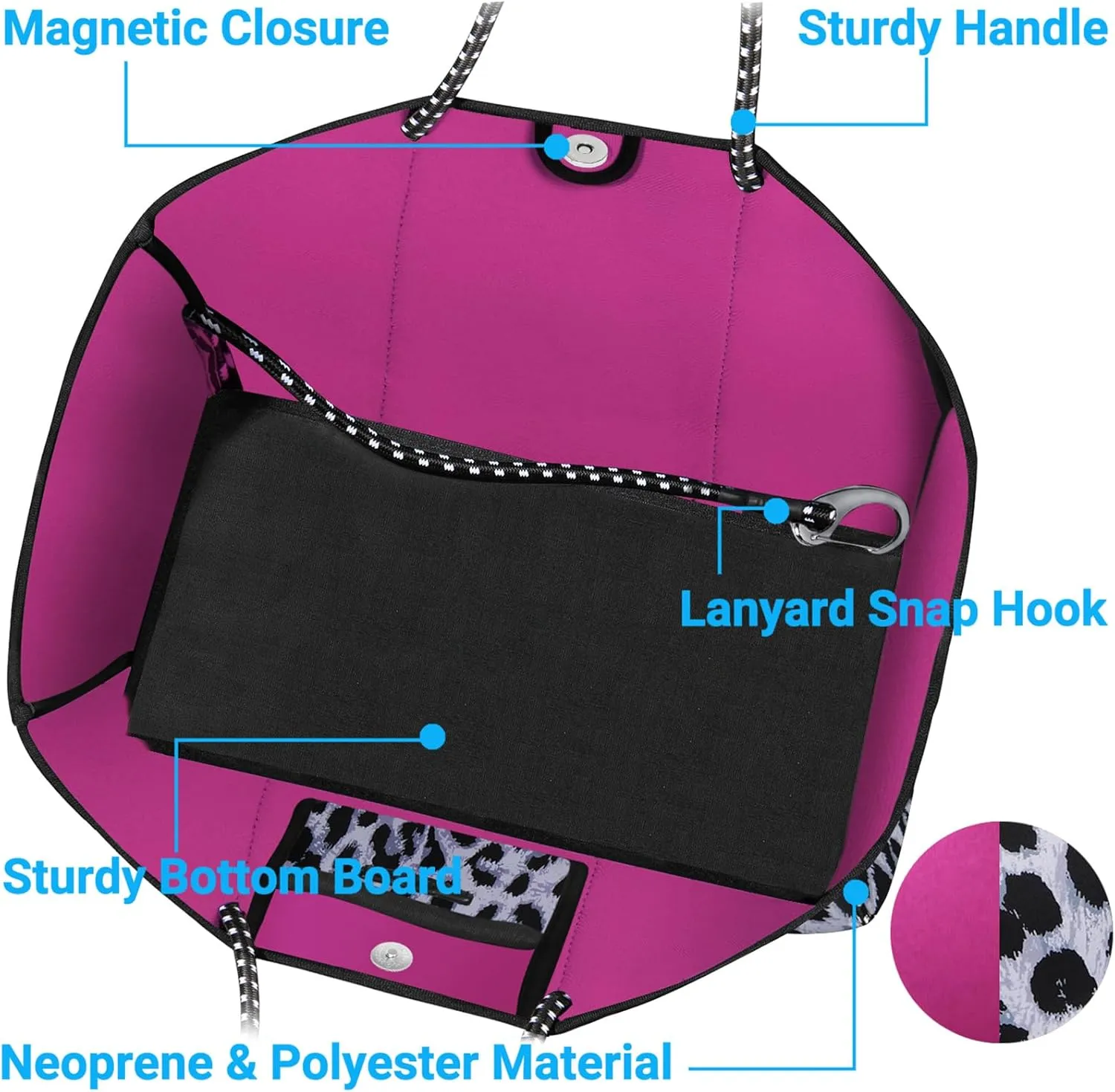 IBFUN Neoprene Bag, Large Multipurpose Beach Bag Neoprene Tote Bag with Inner Pocket for Women/Pool