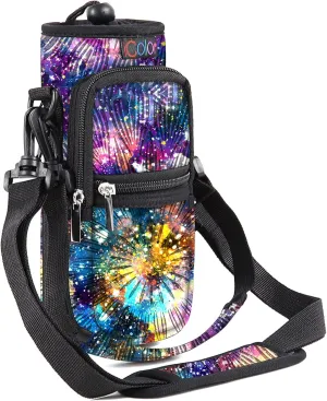 icolor Water Bottle Carrier Bag with Strap 25/32/40 oz Crossbody Bottle Holder with Phone Pocket Sling Sleeve Insulated Neoprene Water Bottle Pouch for Walking Travelling