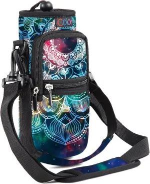 icolor Water Bottle Carrier Bag with Strap 25/32/40/64oz Crossbody Water Bottle Holder with Phone Pocket Sling Sleeve Insulated Neoprene Water Bottle Pouch for Walking Hiking Travelling