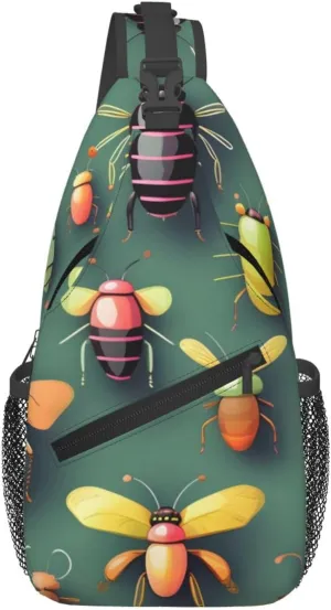 Insect Atlas Patterned crossbody chest bag, casual hiking shoulder bag, travel crossbody backpack for men and women