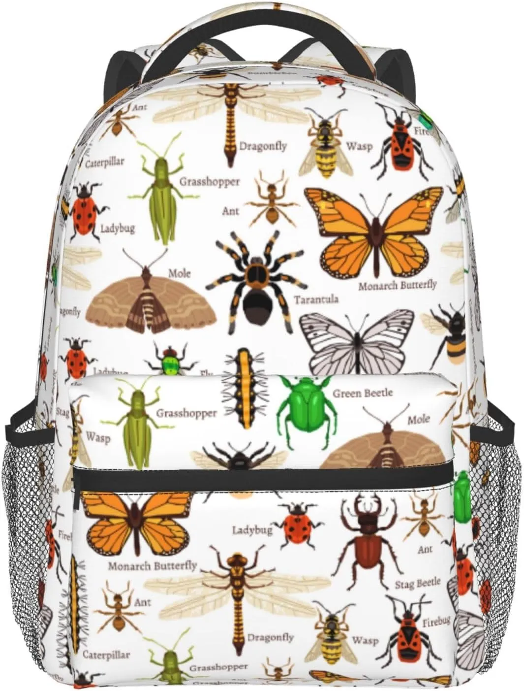 Insects Bugs Backpack With Adjustable Padded Shoulder Straps 17 Inch Daypacks For College Travel