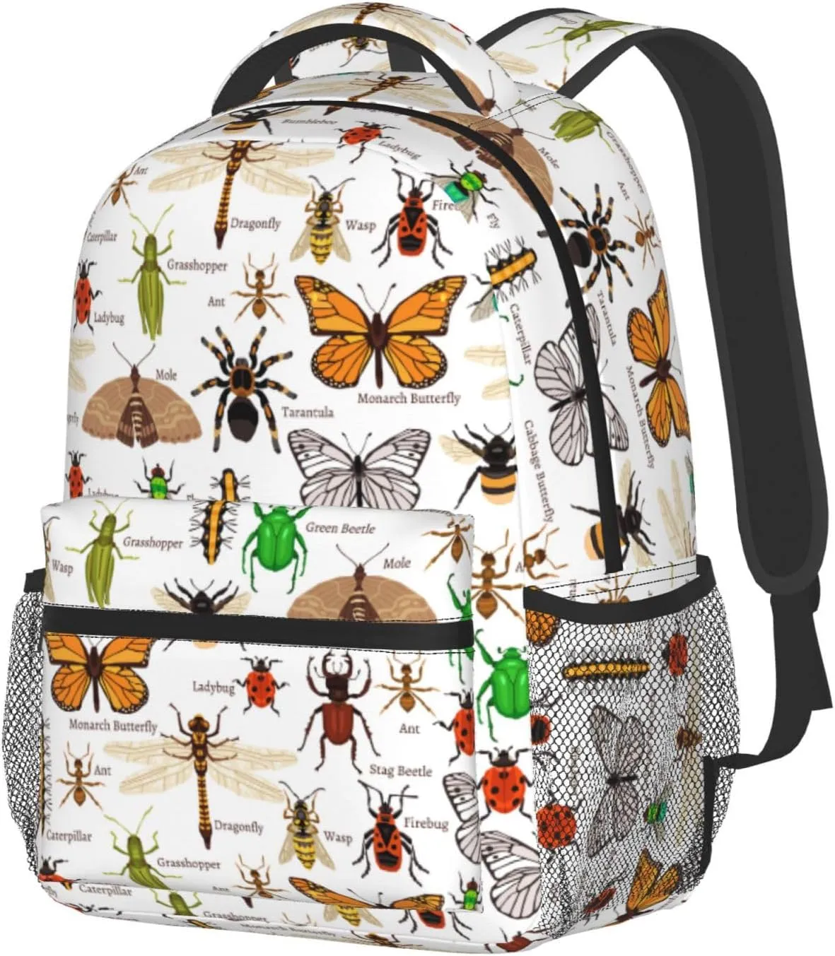 Insects Bugs Backpack With Adjustable Padded Shoulder Straps 17 Inch Daypacks For College Travel