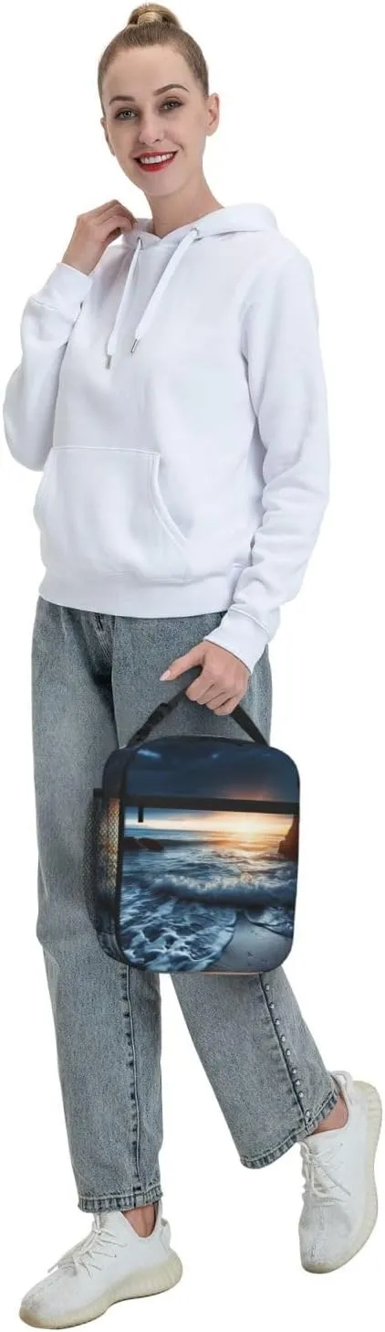Insulated Lunch Bag for Men Women Reusable Lunch Box A Corner of The Sea Lunchbox Leakproof Cooler Bags for Work Picnic