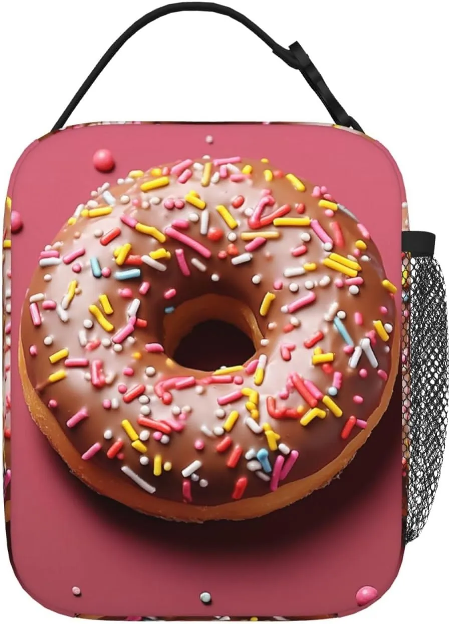 Insulated Lunch Bag for Men Women Reusable Lunch Box Doughnut Lunchbox Leakproof Cooler Bags for Work Picnic