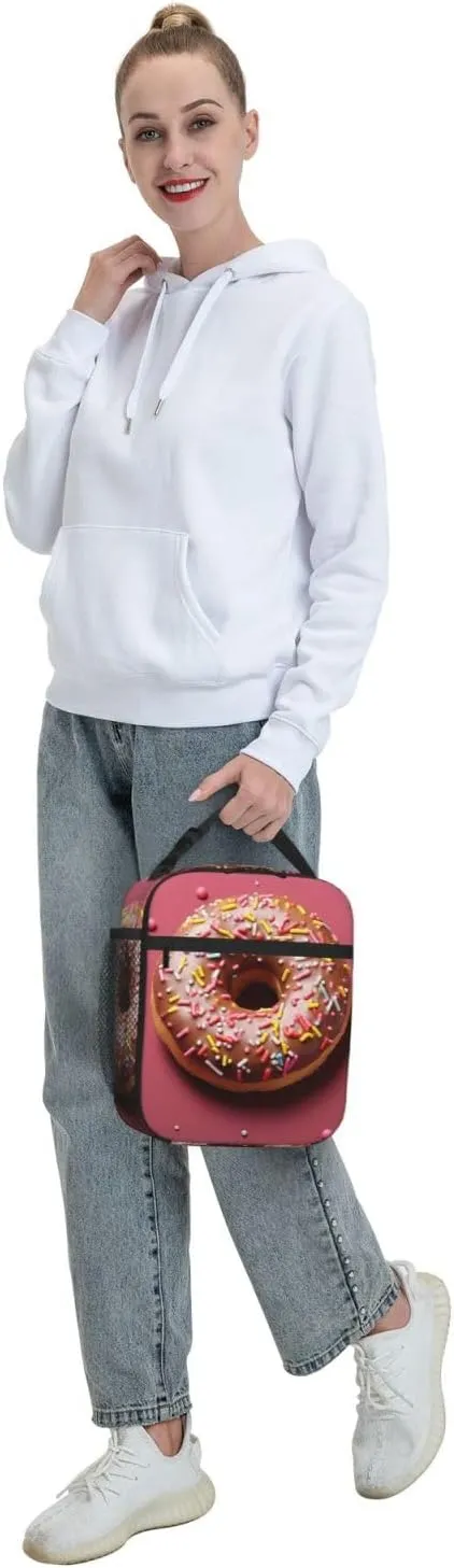 Insulated Lunch Bag for Men Women Reusable Lunch Box Doughnut Lunchbox Leakproof Cooler Bags for Work Picnic