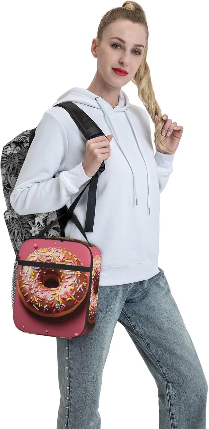 Insulated Lunch Bag for Men Women Reusable Lunch Box Doughnut Lunchbox Leakproof Cooler Bags for Work Picnic