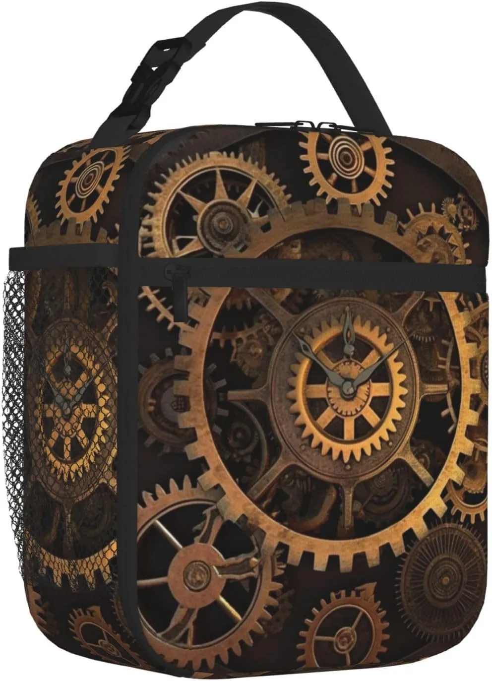 Insulated Lunch Bag for Men Women Reusable Lunch Box Gears Clock Bronze Century Lunchbox Leakproof Cooler Bags for Work Picnic