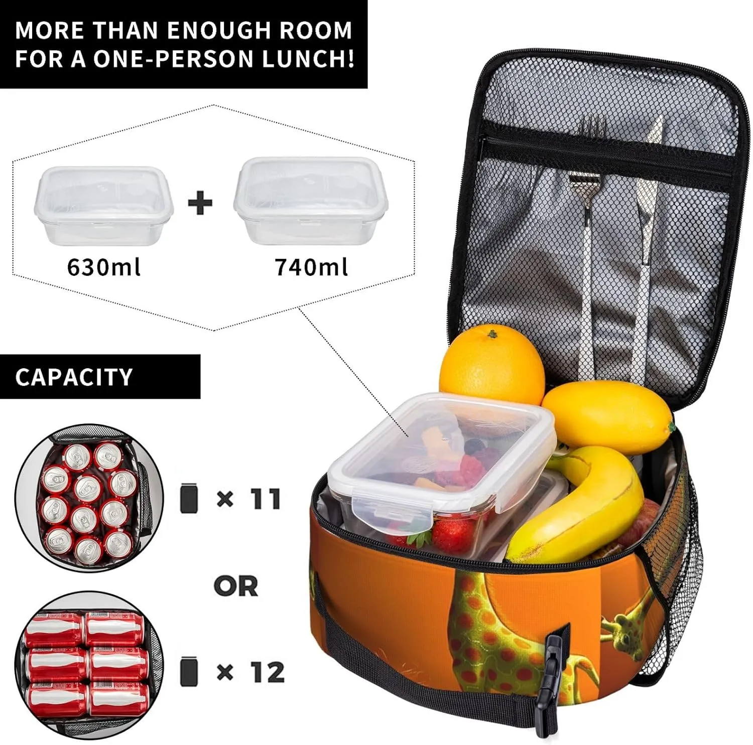 Insulated Lunch Bag for Men Women Reusable Lunch Box Giraffe and Gift Lunchbox Leakproof Cooler Bags for Work Picnic