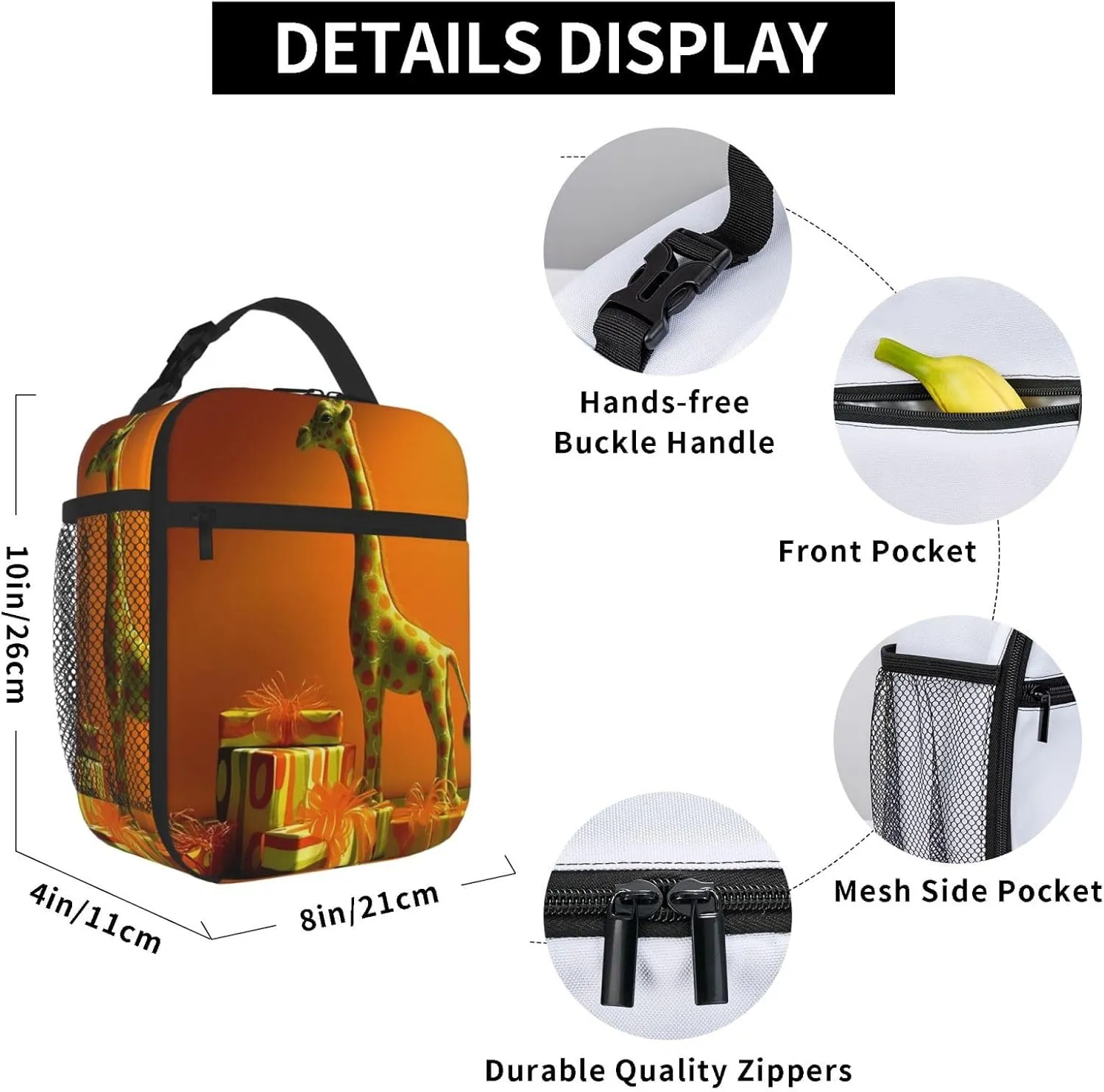 Insulated Lunch Bag for Men Women Reusable Lunch Box Giraffe and Gift Lunchbox Leakproof Cooler Bags for Work Picnic
