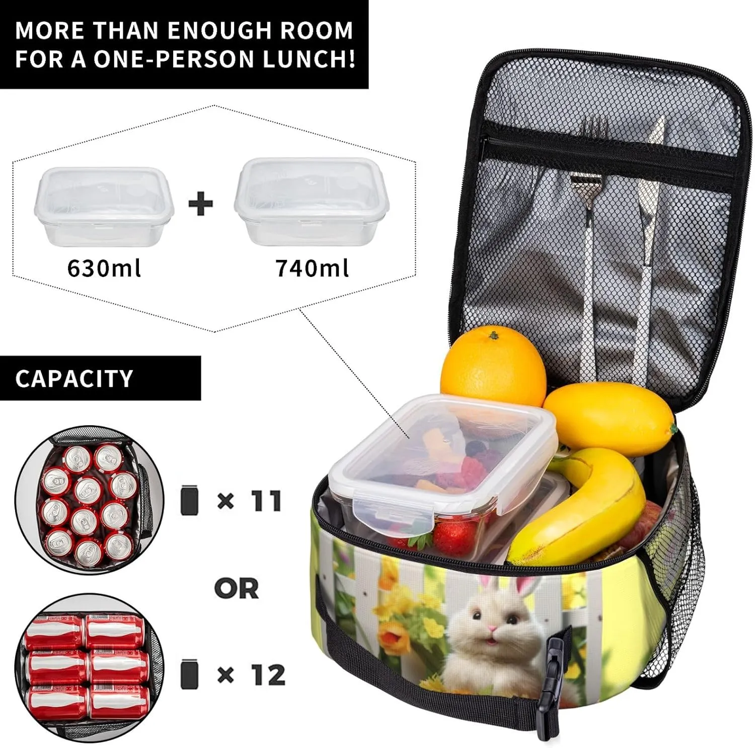 Insulated Lunch Bag for Men Women Reusable Lunch Box Happy Easter Lunchbox Leakproof Cooler Bags for Work Picnic