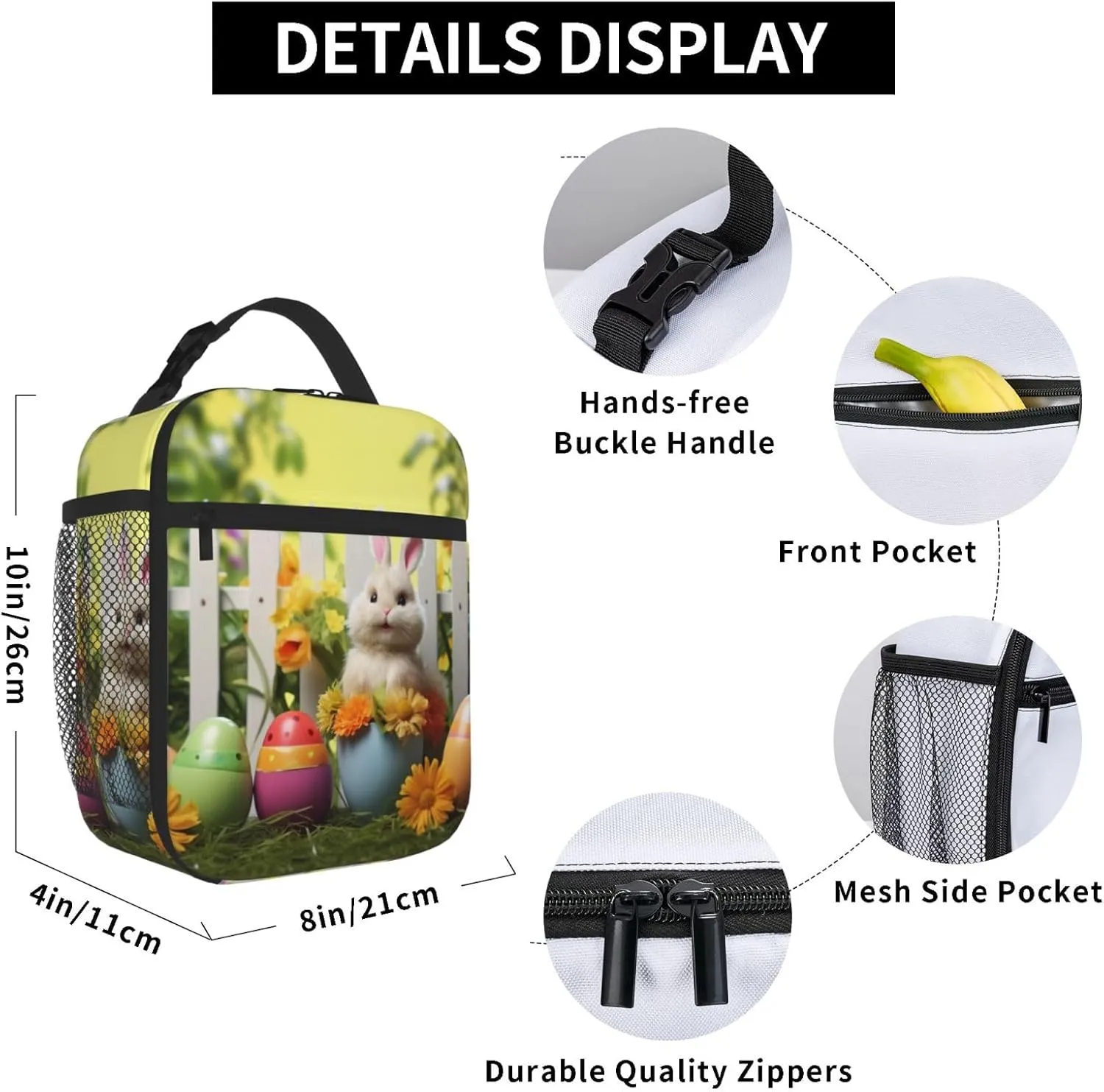 Insulated Lunch Bag for Men Women Reusable Lunch Box Happy Easter Lunchbox Leakproof Cooler Bags for Work Picnic
