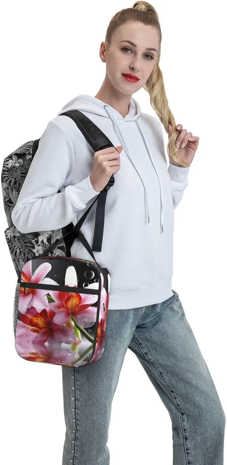 Insulated Lunch Bag for Men Women Reusable Lunch Box Modern Flower Lunchbox Leakproof Cooler Bags for Work Picnic