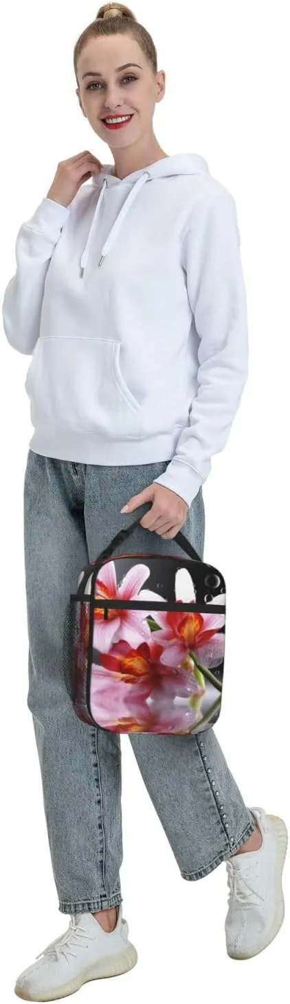 Insulated Lunch Bag for Men Women Reusable Lunch Box Modern Flower Lunchbox Leakproof Cooler Bags for Work Picnic