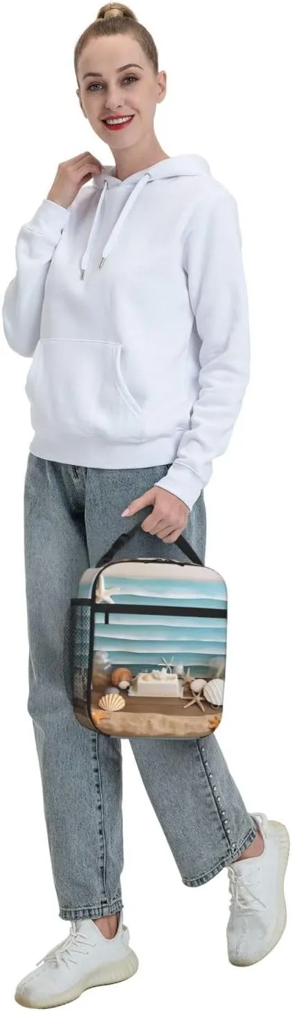Insulated Lunch Bag for Men Women Reusable Lunch Box Ocean Beach Theme Lunchbox Leakproof Cooler Bags for Work Picnic