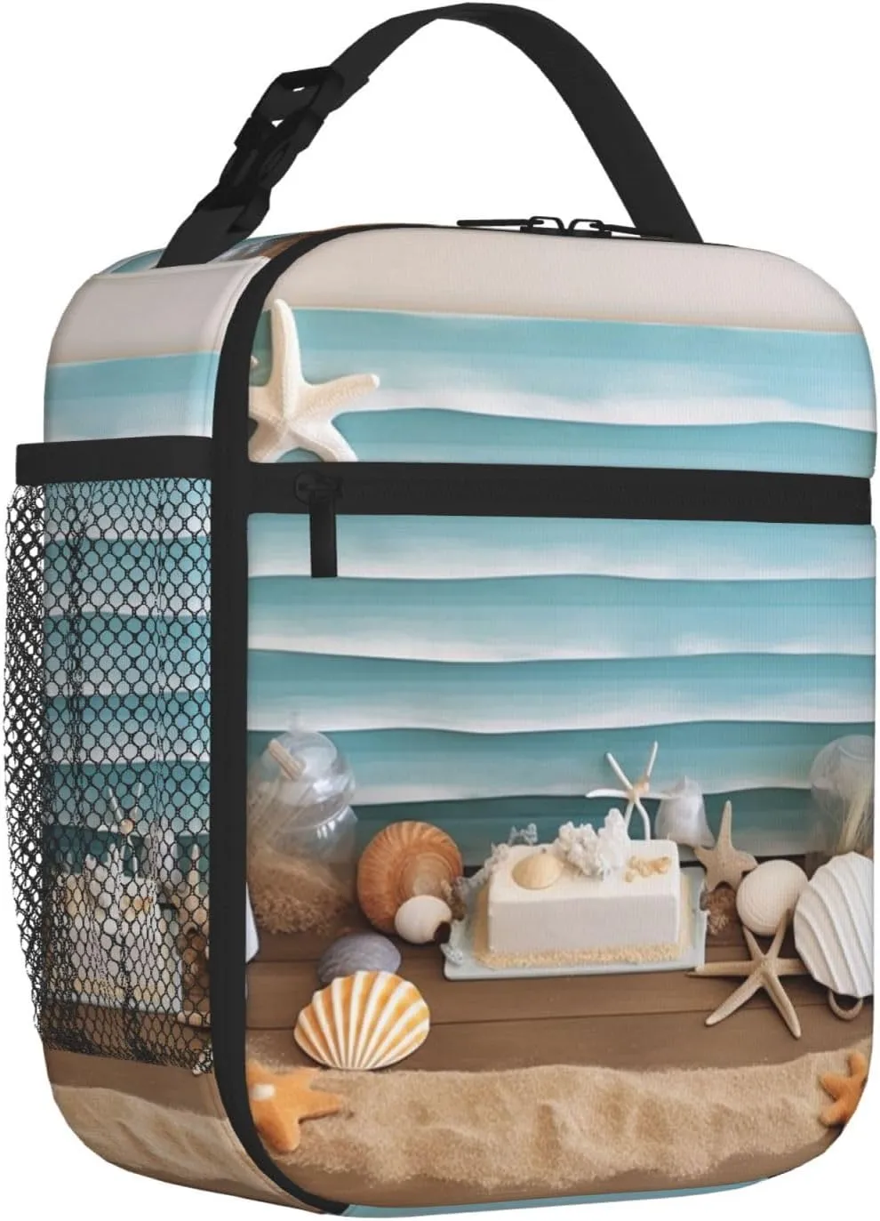Insulated Lunch Bag for Men Women Reusable Lunch Box Ocean Beach Theme Lunchbox Leakproof Cooler Bags for Work Picnic