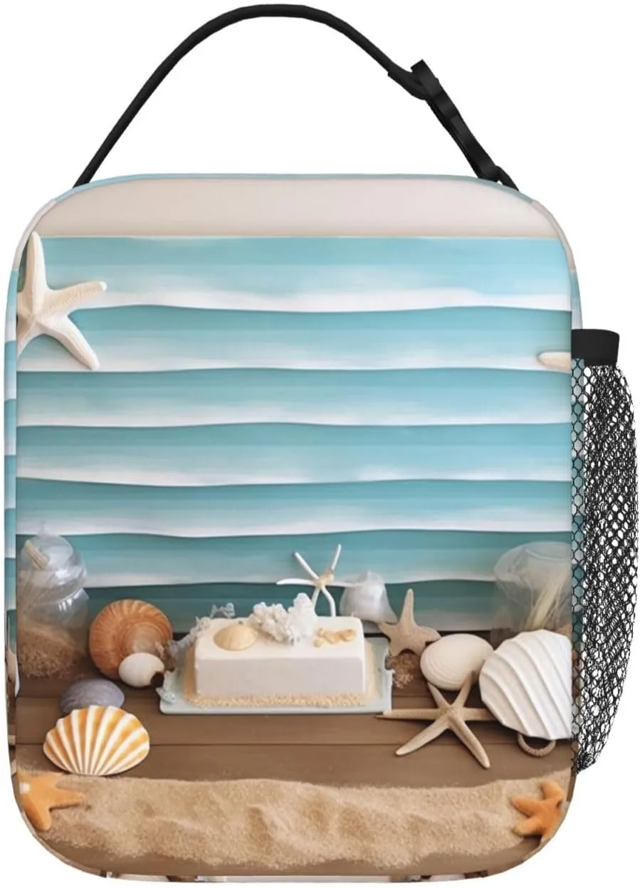 Insulated Lunch Bag for Men Women Reusable Lunch Box Ocean Beach Theme Lunchbox Leakproof Cooler Bags for Work Picnic