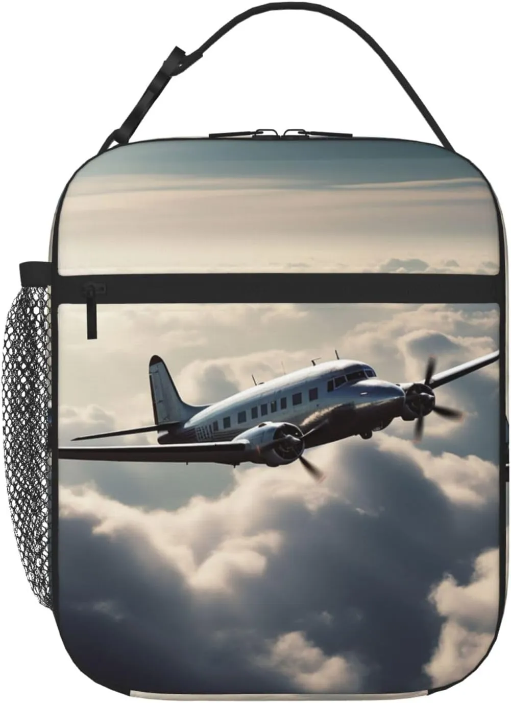 Insulated Lunch Bag for Men Women Reusable Lunch Box Plane in the Clouds Lunchbox Leakproof Cooler Bags for Work Picnic