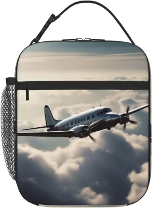 Insulated Lunch Bag for Men Women Reusable Lunch Box Plane in the Clouds Lunchbox Leakproof Cooler Bags for Work Picnic