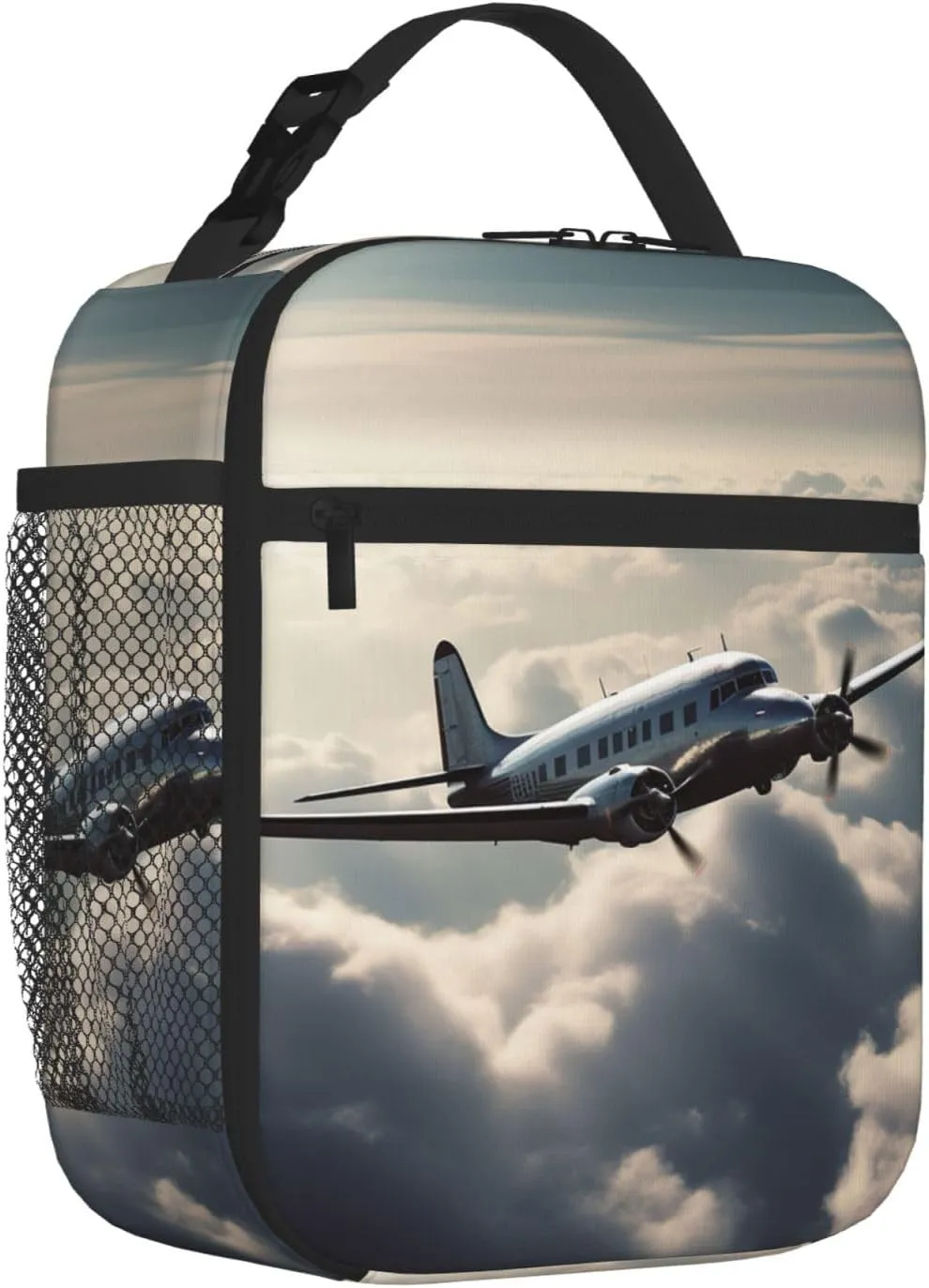 Insulated Lunch Bag for Men Women Reusable Lunch Box Plane in the Clouds Lunchbox Leakproof Cooler Bags for Work Picnic