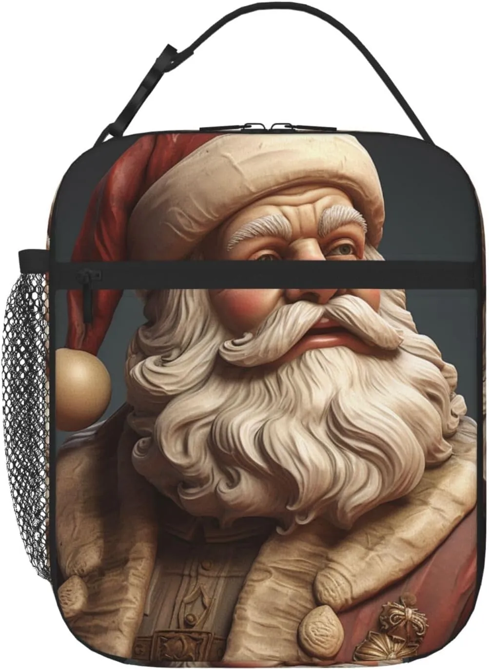 Insulated Lunch Bag for Men Women Reusable Lunch Box Santa Claus Statue Lunchbox Leakproof Cooler Bags for Work Picnic
