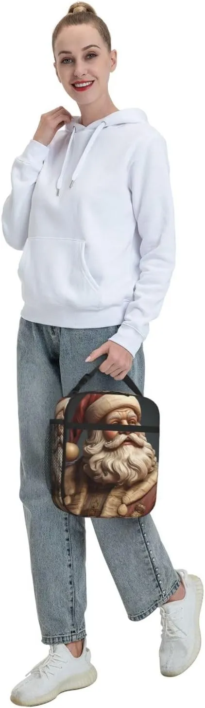 Insulated Lunch Bag for Men Women Reusable Lunch Box Santa Claus Statue Lunchbox Leakproof Cooler Bags for Work Picnic