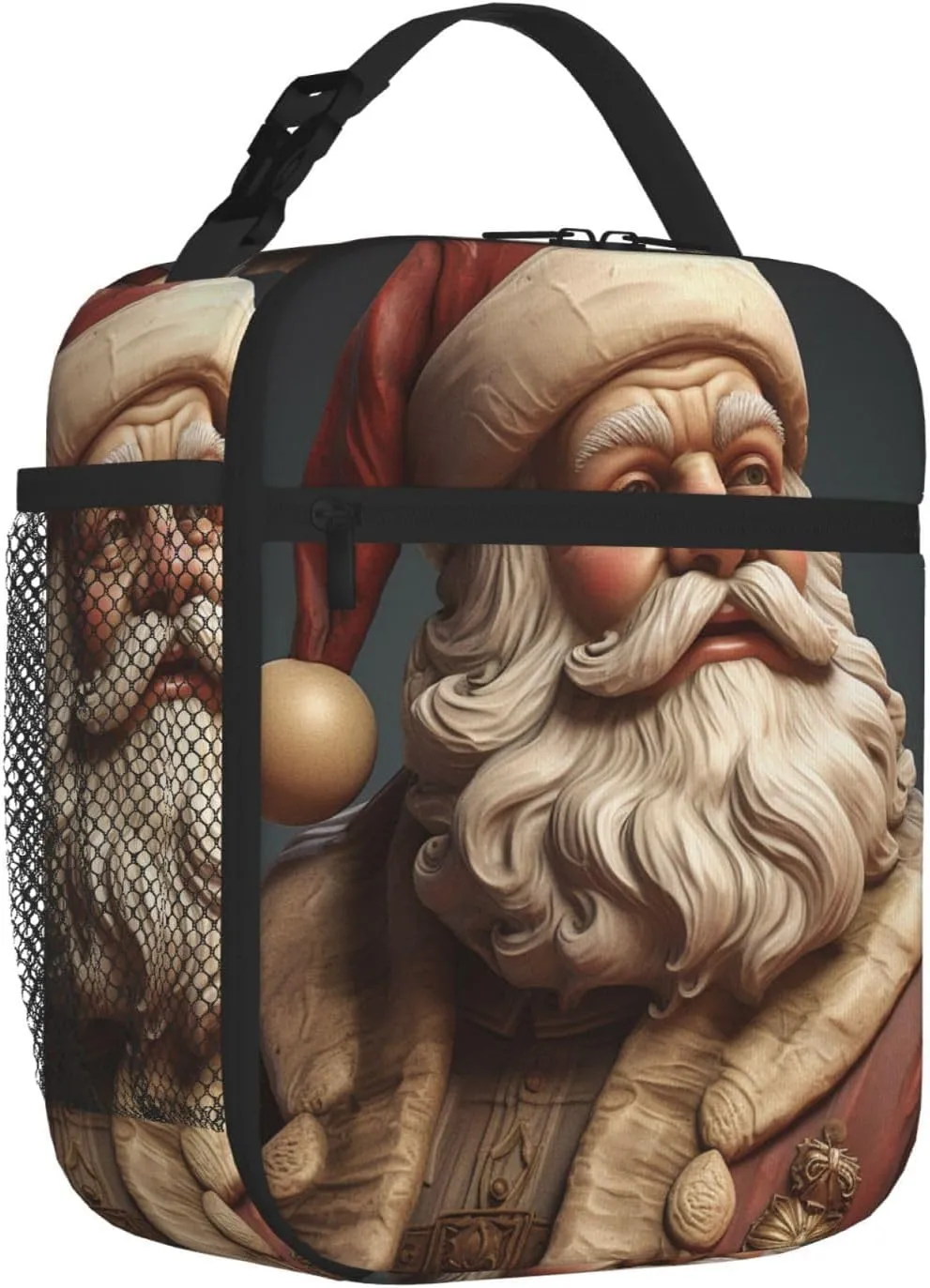 Insulated Lunch Bag for Men Women Reusable Lunch Box Santa Claus Statue Lunchbox Leakproof Cooler Bags for Work Picnic