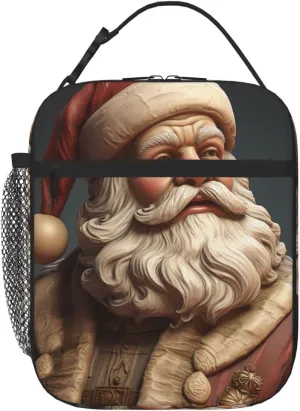 Insulated Lunch Bag for Men Women Reusable Lunch Box Santa Claus Statue Lunchbox Leakproof Cooler Bags for Work Picnic